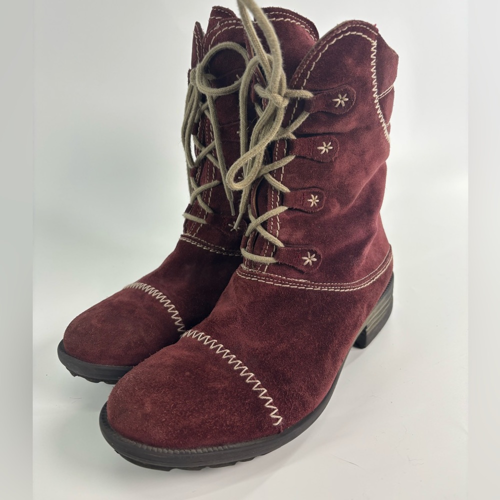 Josef Seibel Palima lace up low heel suede boots 
Size EU 39 US 8.5 red - Picture 3 of 13